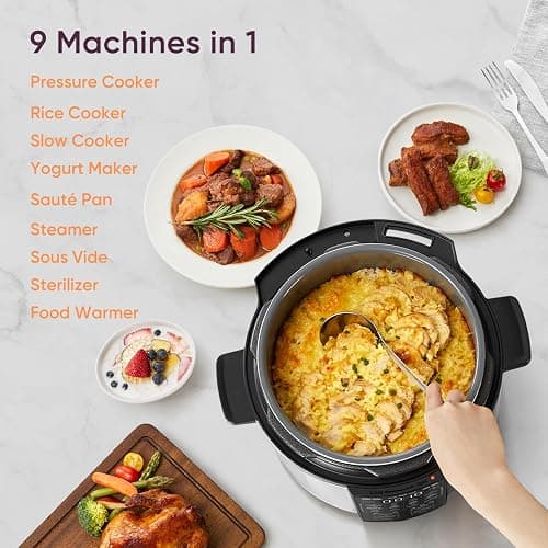 Cosori Pressure Cooker 6QT, Stainless Steel, 9-in-1 Multi Cooker, 12 Safety Features, Ceramic Inner Pot, Rice, Slow Cook, Sous Vide, Saute, 1100W thumbnail 3