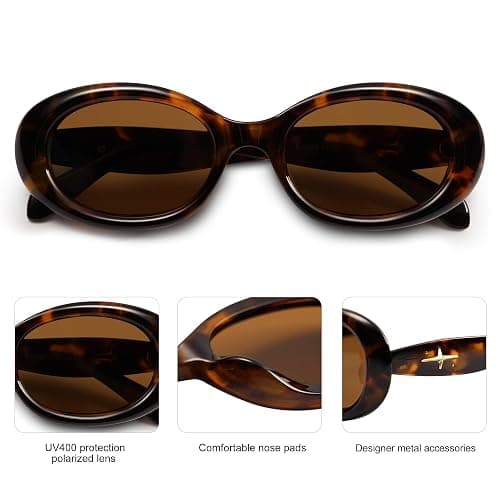 SOJOS Small Retro Oval Polarized Sunglasses for Women Men 90s Vintage UV400 Protection Tiny Sun Glasses SJ2286 thumbnail 4