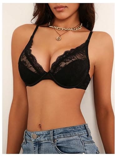 SOLY HUX Women's Sexy Lace Bras Underwire Everyday Bra Comfort Push Up Bralettes thumbnail 3
