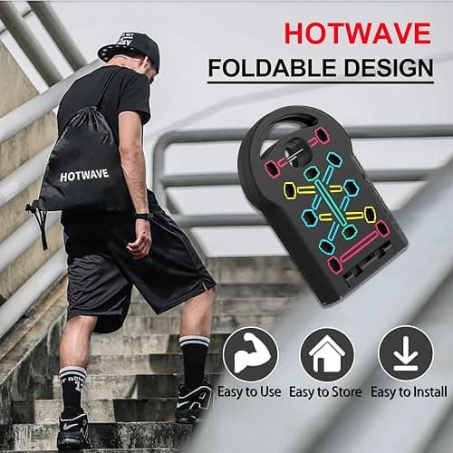 HOTWAVE Push Up Board Fitness, Portable Foldable 20 in 1 Push Up Bar at Home Gym, Pushup Handles for Floor. Professional Strength Training Equipment For Man and Women thumbnail 6