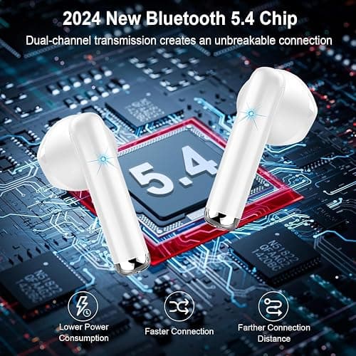 Wireless Earbuds, Bluetooth Headphones V5.4 Stereo Bass Ear Buds with ENC Noise Cancelling Mics,30H Bluetooth Earbuds with LED Display Charging Case, IP7 Waterproof Earphones for Android iOS【Mini】 thumbnail 3