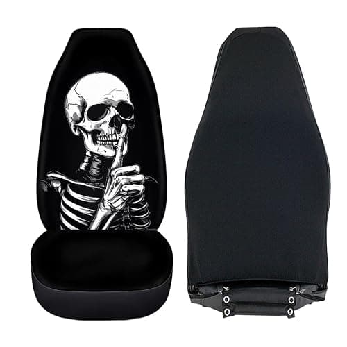 ELEQIN Goth Skull Universal High Back Fashion Car Seat Covers for Car Truck Suvs,sedans,Vehicles,Airbag Compatible Front Car Seat Covers 2 Pack thumbnail 4