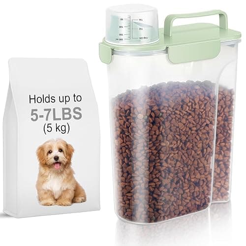 LEAWALK 5-7Lbs Dog Cat Food Storage Container with Upgraded Large Nozzle BPA-free, 4 Snap Seals Plastic Pet Food Storage Containers with Handles are Easy to Clean and Carry - Image 1