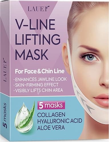 V Shaped Contouring Face Mask Line Shaping Lifting Belt Neck Reduction Jawline Shaper Lift Up Tape Enhancer Patch Firming Tightening Skin Chin Collagen Hyaluronic Acid Stocking Stuffers Women 5 pcs - Image 1