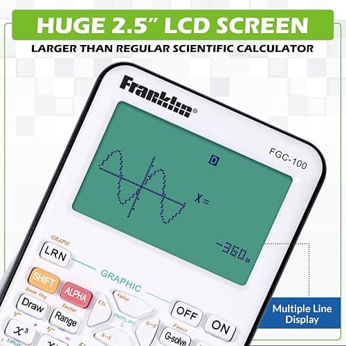 Franklin Scientific Graphing Calculator with 3 Operating Modes - Scientific Calculator Includes 20 Built-in graphs - Ideal for Beginner and Advanced Courses with Protective Cover - White thumbnail 3