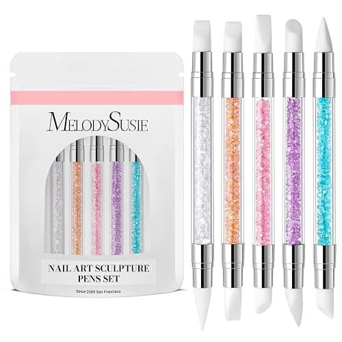 MelodySusie 5 Pcs Nail Art Sculpture Pen Acrylic Dual Tipped Brushes for Resin Nail Art Tools for Design Foil Carving Drawing Effect Shaping - Image 1