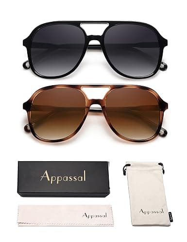 Appassal Retro Polarized Aviator Sunglasses Womens Men Vintage Double Bridge Square Sun Glasses AP3606 thumbnail 6