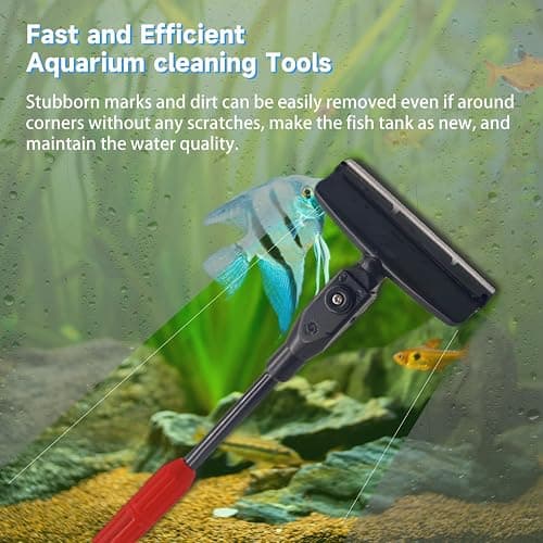 Aquarium Cleaning Tools, 7 in 1 Fish Tank Cleaning Kit with Adjustable Long Handle,Aquarium Sponge Brush, Scraper Cleaner,Fish Net,Tube Brush,Fork,Gravel Rake for Fish Tank Cleaner thumbnail 5