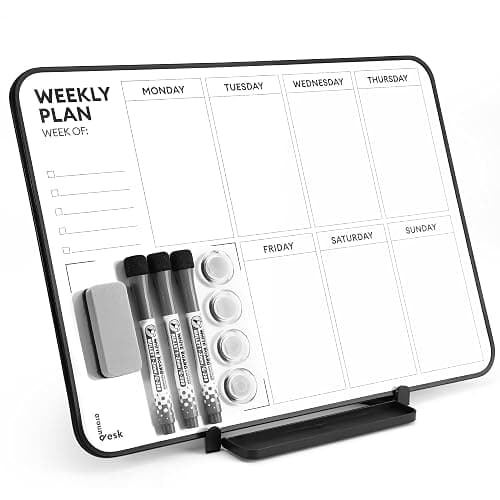 ⭐️Aroundesk Double Sided Weekly Dry Erase Board with Stand 16"x12", to-do List White Board Calendar Dry Erase, Desktop Whiteboard Calendar, Schedule Board, Message Board, Menu Board for Home Office - Image 1
