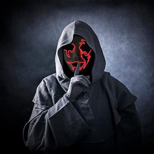 Sucaicuo Halloween Mask Purge Masks - LED Glowing Scary Light-Up Face Costume Cosplay, Purge Costumes for Women Men thumbnail 4