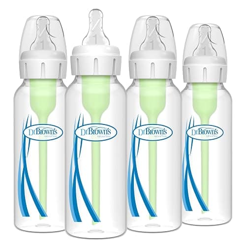 Dr. Brown's Anti-Colic Options+ Narrow Baby Bottle, 8 oz, 4-Pack | Clinically proven to reduce colic, bottle with Level 1 slow flow nipple, 0m+, BPA-free - Image 1