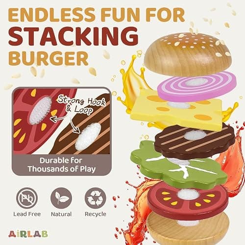 Wooden Play Food for Toddlers Pretend Play Sets 3-5 Year Old Food Toy Kitchen Accessories Birthday Gift for 3 Year Old Girl Boy 2-4 Age 4 5 6 Wood Educational Toys thumbnail 4