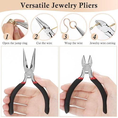 ROADPLUM 14 Roll Gold Chains for Jewelry Making - 102Ft Chains (Copper & Stainless Steel) with 2 Jewelry Pliers, 260+ Lobster Clasps, Jump Rings & Connectors - Complete DIY Chain Supplies for Crafter thumbnail 4