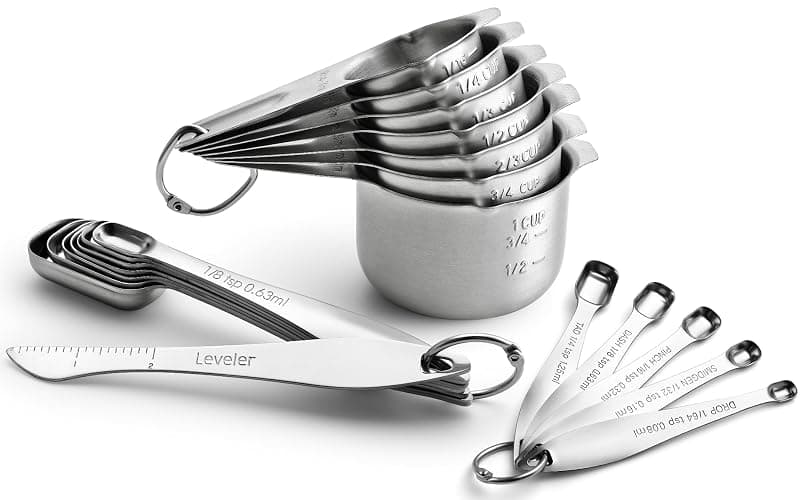Spring Chef Stainless Steel Measuring Cups & Spoons Set of 20 with Leveler, Nesting 7 Metal Measuring Cups & 13 Spoons for Dry & Liquid Ingredients, Dishwasher Safe Kitchen Tools for Cooking & Baking - Image 1