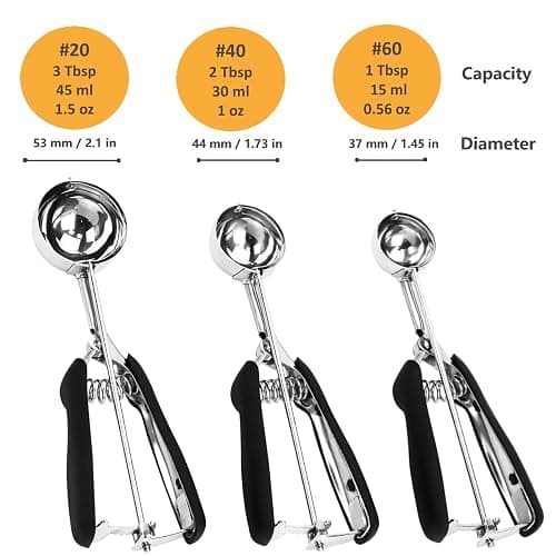Cookie Scoop Set, 3Pcs Ice Cream Scoop, Cookie Scoops for Baking Set of 3, 18/8 Stainless Steel Cookie Scooper for Baking, Ice Cream Scooper with Trigger Release, Cookie Dough Scoop with Non-slip Grip thumbnail 2