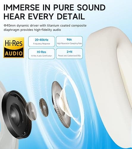 Edifier W800BT Pro Hybrid Active Noise Cancelling Headphones - Hi-Res Audio - AI Call Noise Cancellation - 45H Playtime - Fast Charging - Foldable - Wireless Over-Ear Bluetooth 5.4 Headphones - Black thumbnail 3