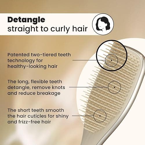 Tangle Teezer Chrome Ultimate Detangler Brush for Wet & Dry Hair, Eliminates Knots & Reduces Breakage for Straight to Curly Hair Types, Champagne Gold thumbnail 3