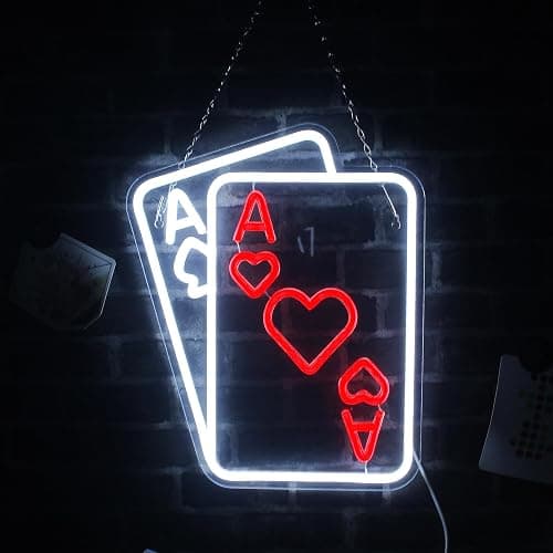 Poker Neon Signs for Wall Decor Led Sign for Poker Room Decor Playing Cards Dice Accessories for Casino Decorations Man Cave Gift thumbnail 5
