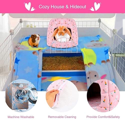 RANYPET Large Rabbit Bed House Foldable Winter Warm Bunny Hideout Cave for Guinea Pig Squirrel Ferret Hedgehog Chinchilla Cozy Cage Accessories thumbnail 6