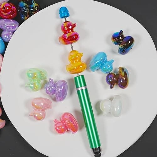40Pcs Mixed Colors Acrylic Duck Beads for Pens, UV Plating Focal Beads Loose Beads Bulk Set for Keychain Pens Lanyards Bracelet Necklace Jewelry thumbnail 5