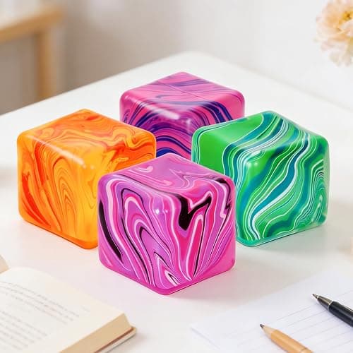OESINS 4 Pcs Stress Cube Squishies Fidget Toys, Ice Cube Shape Squeeze Toys, Slow Rise Stress Balls Sensory Toy For Kids Adults With Autism & Stress Relief Classroom Prize & Easter Basket Stuffers thumbnail 6