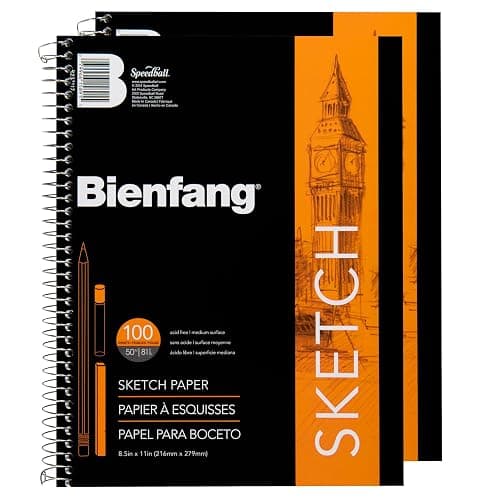 Bienfang Sketch Pad 8.5x11 Inch, (2-Pack) 100 Sheets of 60lb 90gsm Art Paper, Spiral Bound Sketch Book Drawing Notebook - Image 1