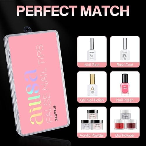 AILLSA Extra Short Coffin Nail Tips 15 Sizes Options Gel Nails Tips Full Cover Matte Prefiled Coffin Nails Tip Clear Soft Fake Nail Tip 240PCS with Storage Box thumbnail 9