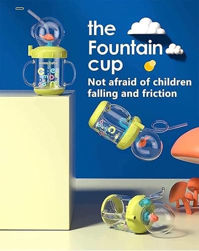 Drinking Cup With Whale Squirt, Cute Whale Cup Water Bottle, Whales Spray Sippy Cups, Leak Proof Weighted Straw Cups for kids (350ml/Green) thumbnail 5