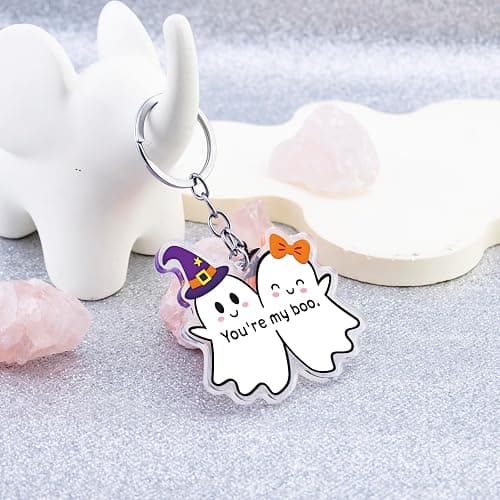 Uerifr Halloween Gifts For Women Spooky Halloween Keychain Ideas Boo Basket Stuffers For Women Acrylic Ghost Keychain Gifts For Girlfriend Birthday Wedding Anniversary Valentines Day Stuff For Wife thumbnail 5