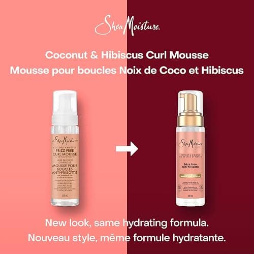 SheaMoisture Frizz-Free Curl Mousse Coconut & Hibiscus Curly Styles, 222mL | Coconut oil, hibiscus, silk protein, neem oil, daily curl mousse that defines curls, adds volume, shine and frizz control thumbnail 4