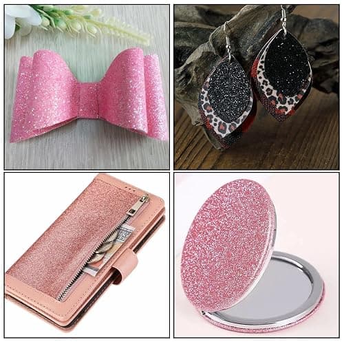 32 Colors 8X6 Inches Glitter Faux Leather Fabric Sheets for Leather Bows, Earring, Jewelry Making, Sewing, Shoe Making and Craft Making thumbnail 5