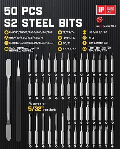 Fanttik E1 Max Electric Screwdriver, Mini Precision Screwdriver Set, 50 Magnetic Bits, Magnetic Storage, 5/32‘’Hex, Repair Tool Kit for Electronics Phone Camera Laptop Watch (Grey) thumbnail 6