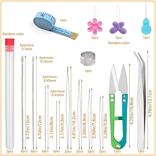 UOOU 39 Pcs Beading Needles for Jewelry Making Include 20 Pcs Long Straight Beading Needles,8 Pcs Big Eye Beading Needle,Needles for Seed Beads Set with Yarn Scissors,Thimble,Threaders thumbnail 2
