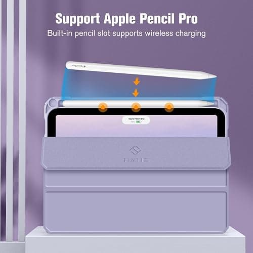 Fintie Hybrid Slim Case for iPad Mini 7 (A17 Pro, 7th Generation) 2024 / iPad Mini 6 (6th Gen) 8.3 Inch, [Built-in Pencil Holder] Shockproof Cover Clear Transparent Back Shell, Lilac Purple thumbnail 6