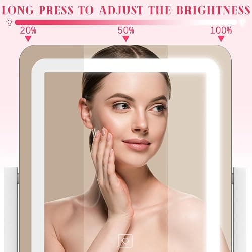 ROLOVE Vanity Mirror with Lights, 12.6"x15" LED Makeup Mirror with Lights, Smart Touch Control 3 Color Dimmable, Lighted Desk Mirror for Bedroom, Light Up Mirror thumbnail 4