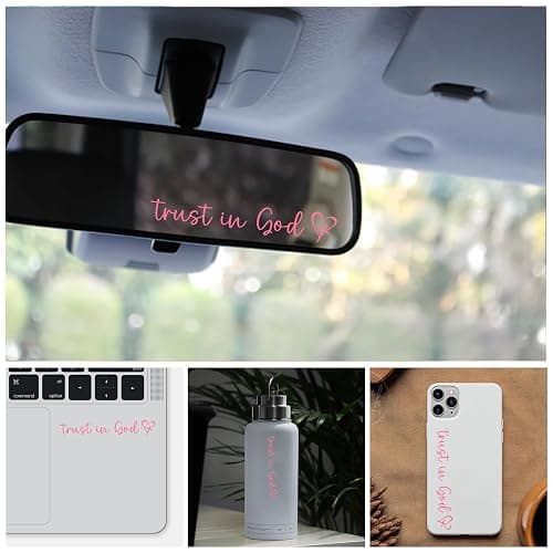 Miarita 3X Trust in God Rearview Mirror Decal, Vanity Mirror Stickers, Rear View Mirror Sticker, Car Mirror Stickers (Trust in God Pink) thumbnail 6