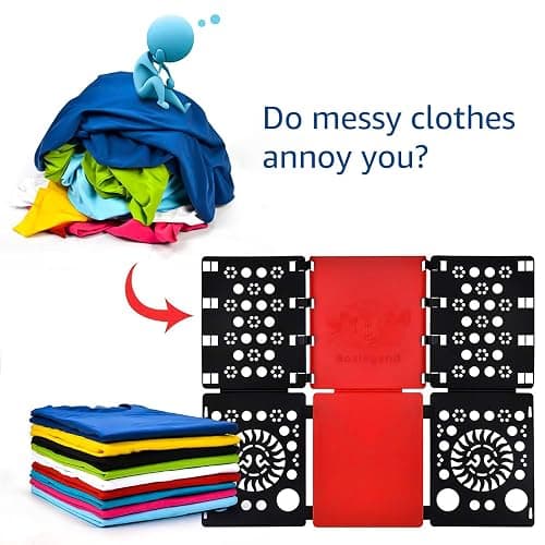 BoxLegend Version 3 Shirt Folding Board t Shirts Clothes Folder Durable Plastic Folding Helper Easy and Fast Folding Boards for Adults and Children, Black and Red thumbnail 5