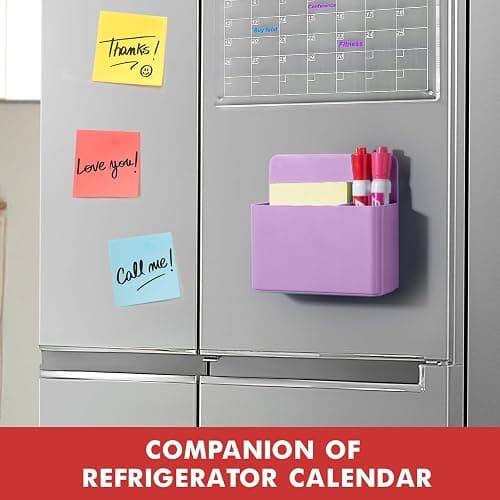 BEYGORM 2 Pack Plastic Magnetic Pen Holder for Refrigerator, Dry Erase Marker Holder for Whiteboard，Magnet School Locker Organizer Accessories, Pencil Cup, Pen Caddy, Classroom Organization(Purple) thumbnail 5