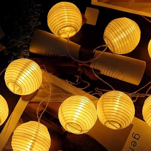 Cobus CozyHome Lantern String Lights Outdoor - 20 Lantern LEDs & 23 ft with 8 Modes | Warm White Outdoor Lampion String Lights Electric Lighting 23 ft thumbnail 4