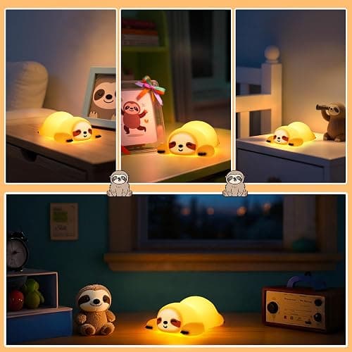 OkiyiD Sloth Night Light, Cute Sloth Gifts for Kids, Dimmable Silicone Animal Nursery Lamp,Adorable Rechargeable Squishy Night Light Touch Lamp for Girls Boys Room Decor thumbnail 4