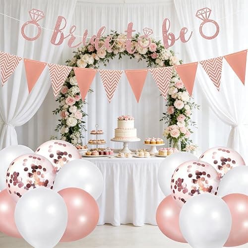 16 Pcs Hen Party Decorations Set, Bride To Be Letter Banner, Hen Party Banner, 14 Rose Gold Latex Bride Balloon for Just Married Sign Getting Married Night Party Decorations thumbnail 5