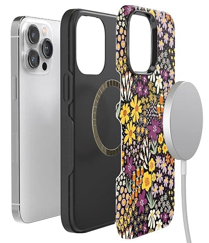 Casely iPhone 14 Pro Case | Falling for You | Plum Floral | Compatible with MagSafe | Bold Protective Design thumbnail 7