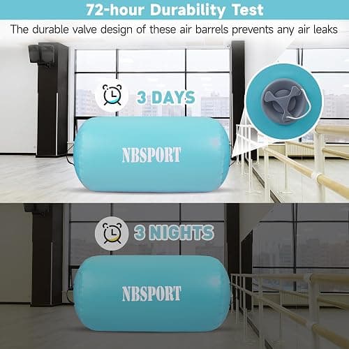 Air Barrel - Air Roller Gymnastics Barrel for Back Handspring Trainer, Air Tumble Mat with Pump for Gym Training/Yoga Balance Exercise/Cheerleading/Home and Outdoor Use thumbnail 4