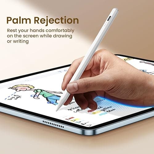 Stylus Pen for iPad(2018-2025)-13 Mins Fast Charge with Tilt Sensitivity & Palm Rejection for iPad 11/10/9/8/7/6th Gen, Air 7/6/5/4/3/M3/M2, Pro 13"/12.9"/11"/M4, Mini 7/6/5th, White thumbnail 5