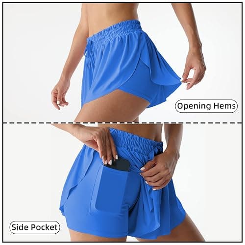 Flowy Athletic Shorts for Women Running Tennis Butterfly Shorts Girls 2-in-1 Double Layer Quick-Drying Comfy Shorts thumbnail 5