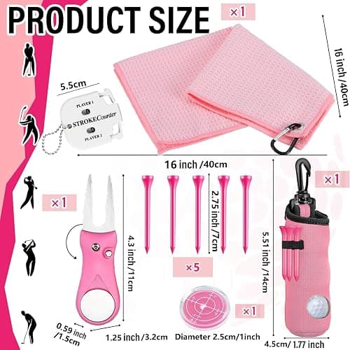 karamagic 11 Pcs Golf Accessories Kit, Include Golf Ball Bag with Hook Tees Towel Cleaner Brush Ball Marker Divot Tool Score Counter thumbnail 3
