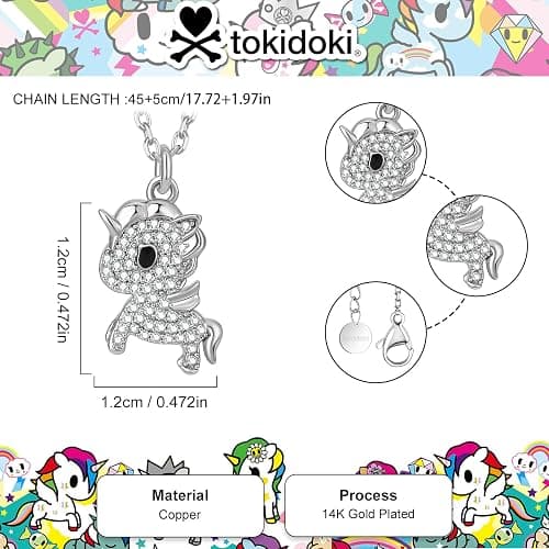 Tokidoki Unicorno 14K Gold Plated Necklace Bracelet Earring Official Licensed Jewelry Trendy Accessory Cubic Zirconia Necklace Bracelet Earring Gift for Women thumbnail 2