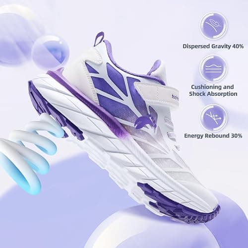 Kids Orthopedic Tennis Shoes for Boys and Girls: Comfortable Casual Plantar Fasciitis Arch Support Athletic Running Sneakers, Orthotic Breathable School Sports Walking Shoes for Foot and Pain Relief - 2 Little Kid - W5-purple White thumbnail 5
