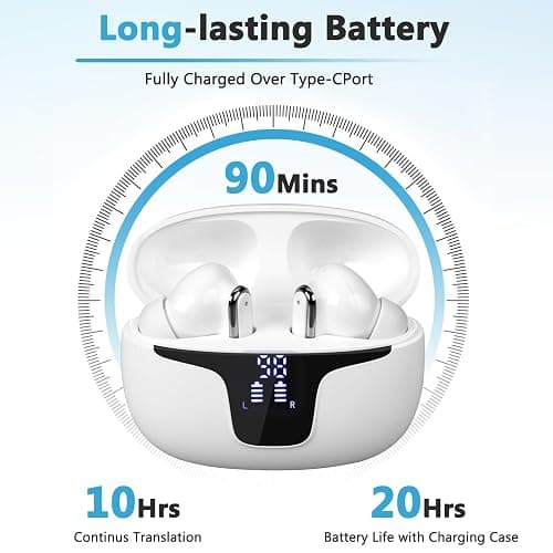 Translation Earbuds Real Time Support 150 Languages,Translation Music and Calling 3-in-1,Translator Device with Bluetooth and APP,Provide Online Instant Voice Translation for Travel Business Learning thumbnail 6