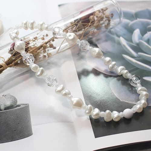 CMVFYL Beaded Camera Wrist Strap, Cute Phone Charms Strap, Pearl Bracelet Wrist Strap, Phone Keychain Decoration for Wallet thumbnail 4